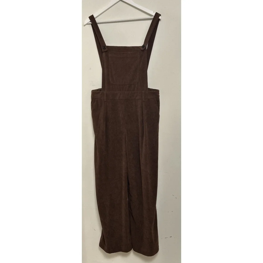 Commense Brown Jumpsuit Overalls Ribbed Corduroy Wide Legs Women's XL - Picture 2 of 11
